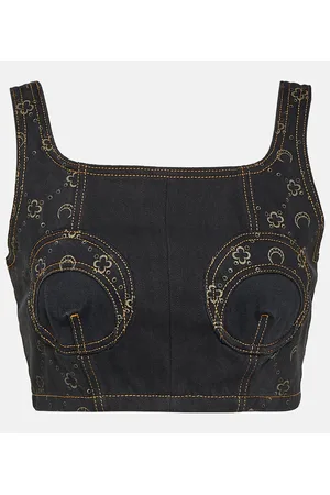 Marine Serre Bustier-Top aus Denim