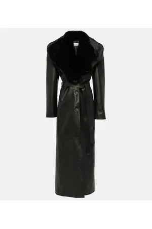 MAGDA BUTRYM Mantel aus Leder mit Faux Fur