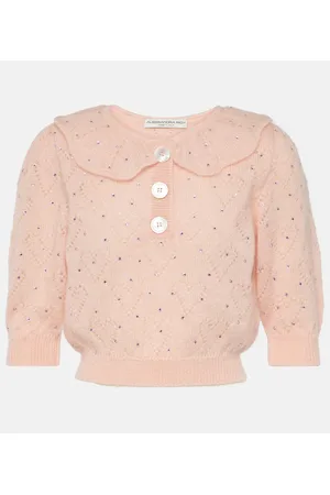 Alessandra Rich Verziertes Cropped-Top aus einem Mohairgemisch
