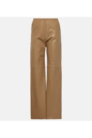 Totême Gerade High-Rise-Hose aus Leder
