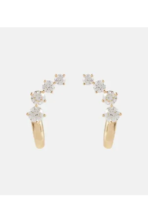 Melissa Kaye Ohrringe Aria Dagger Huggie aus 18kt Gelbgold mit Diamanten