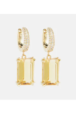 Octavia Elizabeth Ohrringe Yana Micro aus 18kt Gelbgold mit Diamanten und Beryll