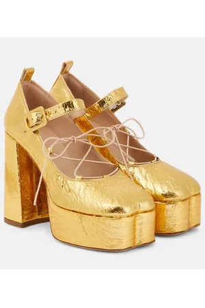 Simone Rocha Plateau-Pumps aus Metallic-Leder