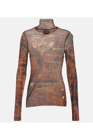 Jean Paul Gaultier X KNWLS Bedrucktes Top aus Mesh