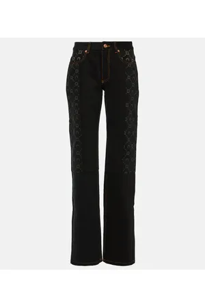 Marine Serre Bedruckte High-Rise Straight Jeans
