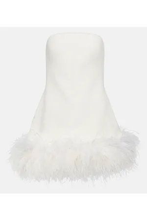 Safiyaa Minikleid aus Crêpe mit Federn