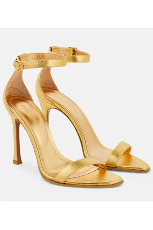 Amina Muaddi Sandalen Kim aus Metallic-Leder