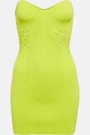 Self-Portrait Minikleid aus Rippstrick mit Spitze