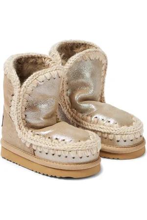 Mou Stiefel aus Metallic-Leder mit Shearling