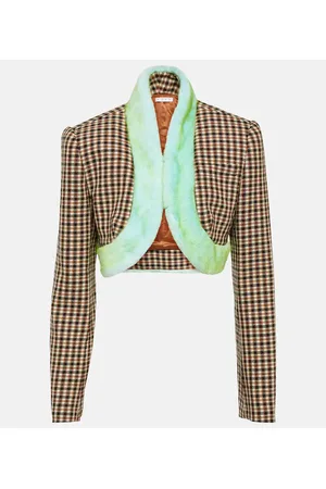 AREA Cropped-Jacke mit Faux Fur