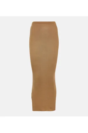 Prada High-Rise-Midirock aus Seide
