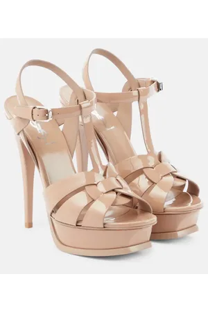 Saint Laurent Plateausandalen Tribute 135 aus Lackleder