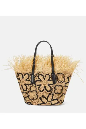 Oscar de la Renta Tote aus Stroh und Häkelstrick