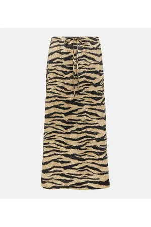 Ganni Bedruckter Midirock aus Satin