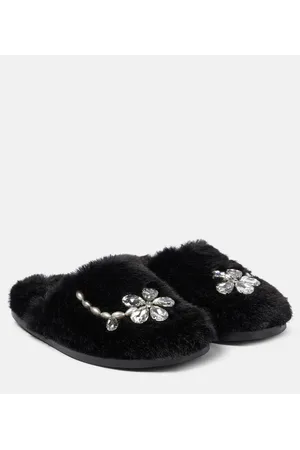 Simone Rocha Verzierte Slippers aus Faux Shearling