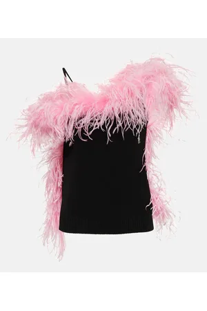 The Attico Top aus Strick mit Federn
