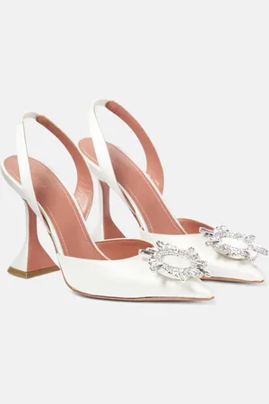 Amina Muaddi Verzierte Slingback-Pumps Begum aus Satin