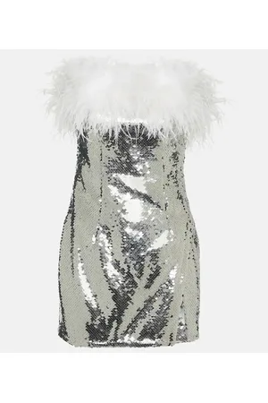 Self-Portrait Minikleid mit Pailletten und Federn