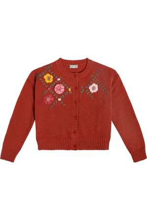 Il gufo Bestickter Cardigan aus Wolle