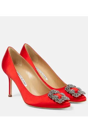 Manolo Blahnik Pumps Hangisi 90 aus Satin mit Kristallen