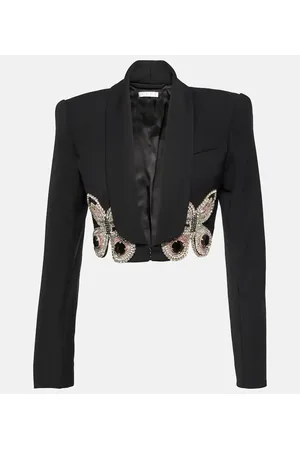 AREA Verzierter Cropped-Blazer aus Wolle