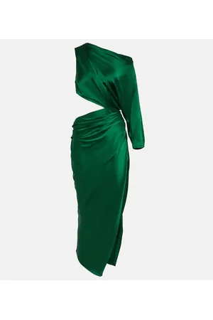 The Sei One-Shoulder-Midikleid aus Seidensatin