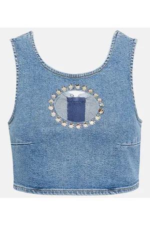 7 for all Mankind Verziertes Cropped-Top aus Denim