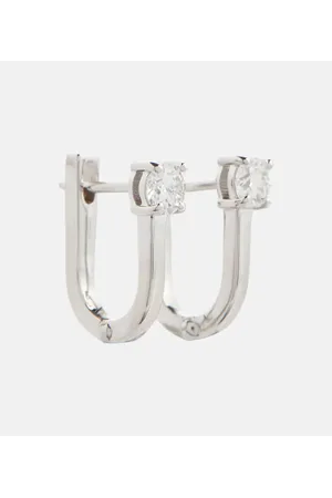 Melissa Kaye Ohrringe Aria U Huggie aus 18kt Weißgold mit Diamanten