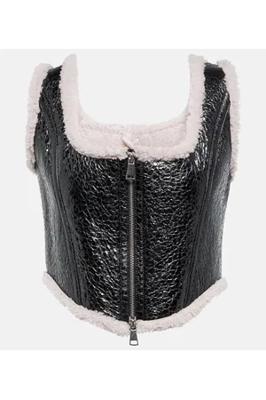 Jean Paul Gaultier Bustier-Top aus Leder und Shearling