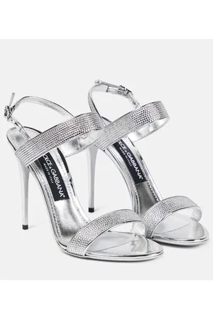 Dolce & Gabbana Verzierte Sandalen aus Metallic-Leder