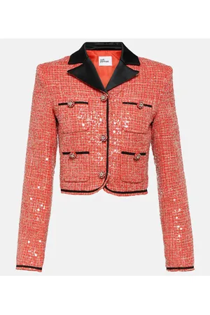 Self-Portrait Cropped-Jacke aus Bouclé mit Pailletten