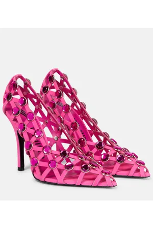 The Attico Verzierte Pumps Grid aus Veloursleder