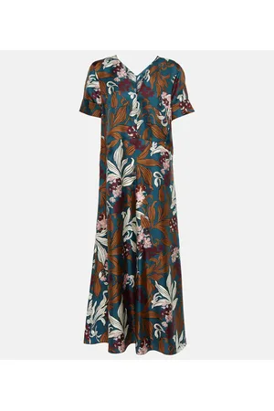 Max Mara Bedrucktes Midikleid Paolo aus Seide