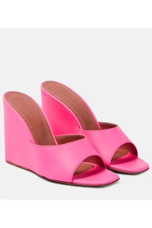 Amina Muaddi Wedge-Pantoletten Lupita aus Leder