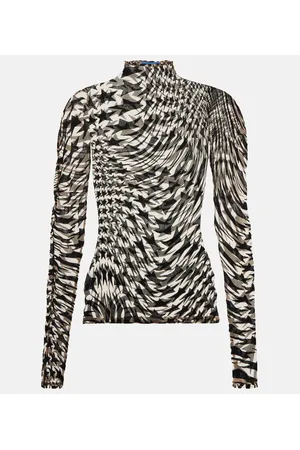 MUGLER Top aus Tüll und Samt