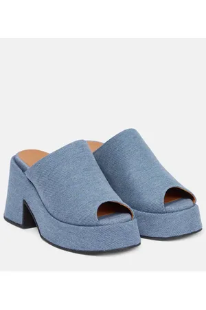 Ganni Plateau-Pantoletten Holly aus Denim