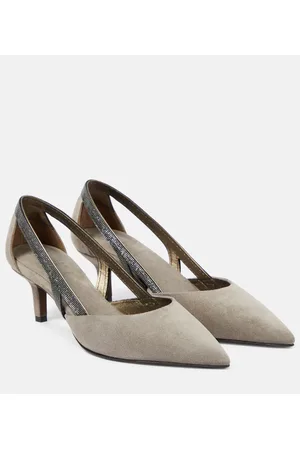 Brunello Cucinelli Verzierte Slingback-Pumps aus Veloursleder