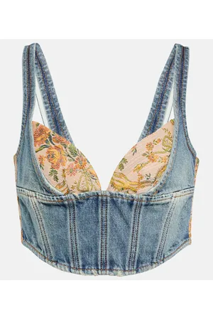 Alessandra Rich Bedrucktes Bustier-Top aus Denim