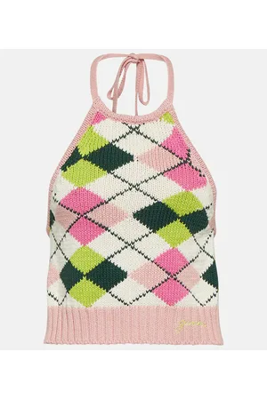 Ganni Top Argyle aus Baumwolle