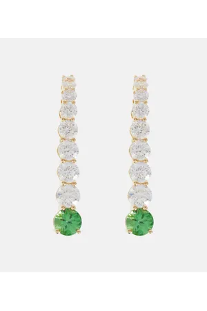 Melissa Kaye Ohrringe Aria Earhook aus 18kt Gelbgold mit Diamanten und Tsavorit