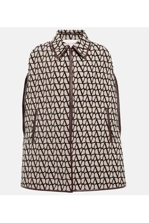 VALENTINO Cape Toile Iconographe mit Leder