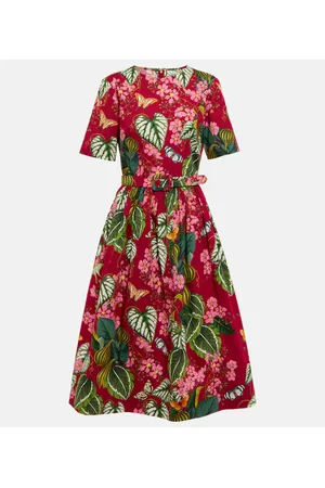 Oscar de la Renta Bedrucktes Midikleid aus Popeline