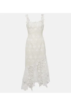 Oscar de la Renta Midikleid aus Tweed mit Spitz