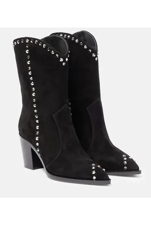 Gianvito Rossi Verzierte Westernstiefel Denver aus Veloursleder
