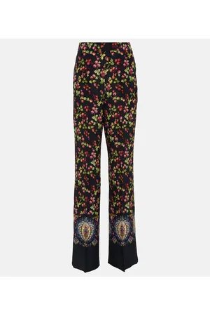 Etro Bedruckte High-Rise-Hose aus Seide