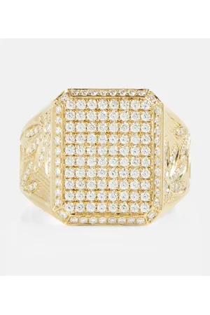 Rainbow K Ring Signet Flower aus 18kt Gelbgold mit Diamanten