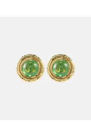 Octavia Elizabeth Ohrringe Palm aus 18kt Gelbgold mit Tsavorit