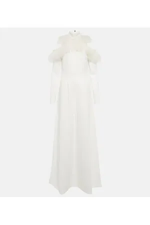 Christopher Kane Bridal Robe aus Crêpe mit Federn