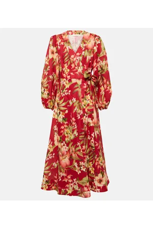 ZIMMERMANN Bedrucktes Wickelkleid Lexi aus Leinen