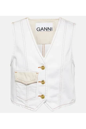 Ganni Cropped-Weste aus Denim